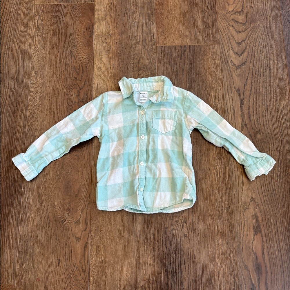 Carters Plaid Button Down Long Sleeve Shirt